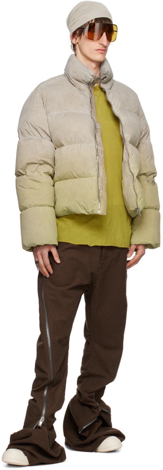 RICK OWENS Moncler +  Taupe & Green Cyclopic Down Jacket In 28d Acid Degrade
