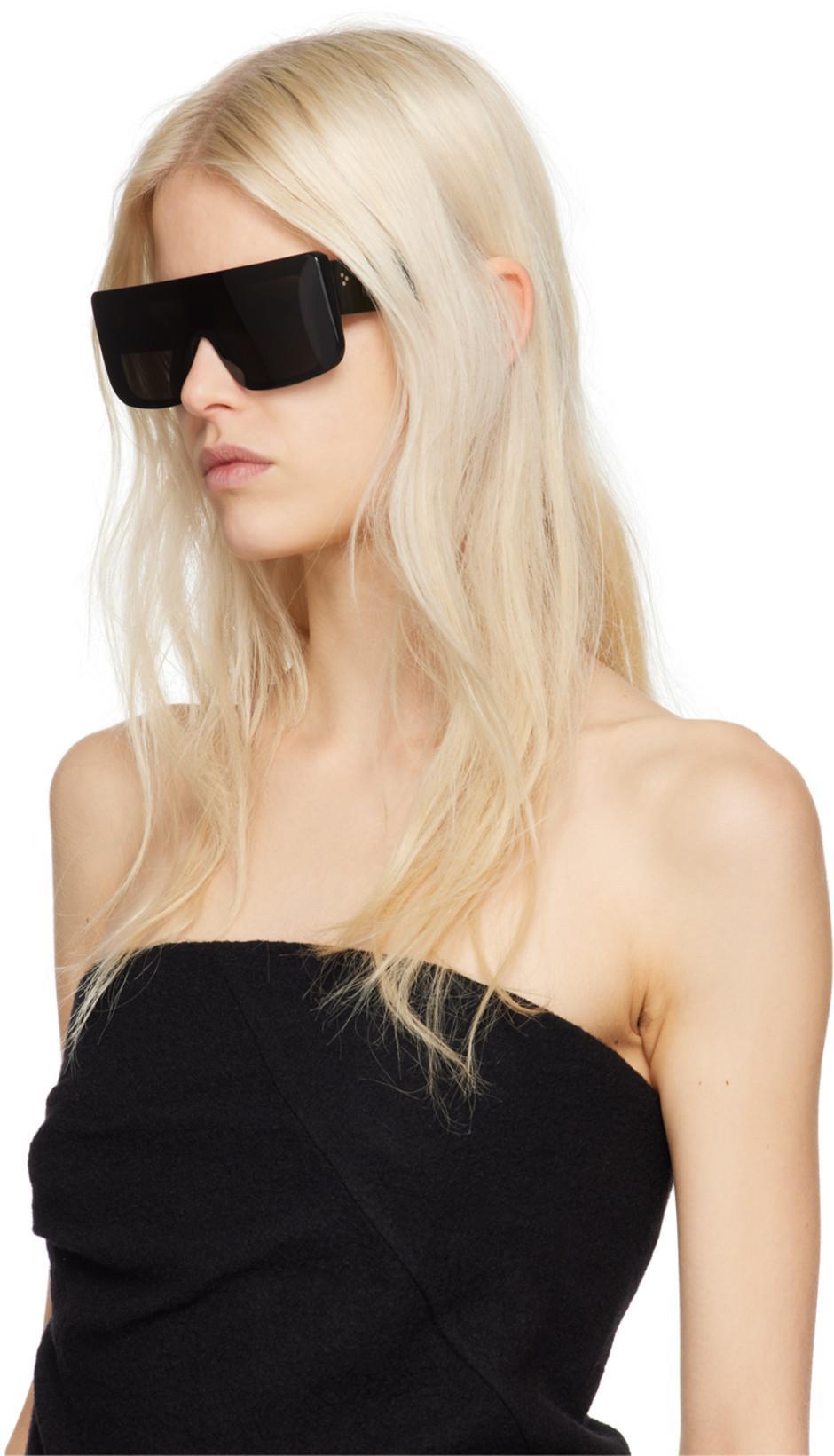 RICK OWENS Black Documenta Sunglasses In 909 Black/black