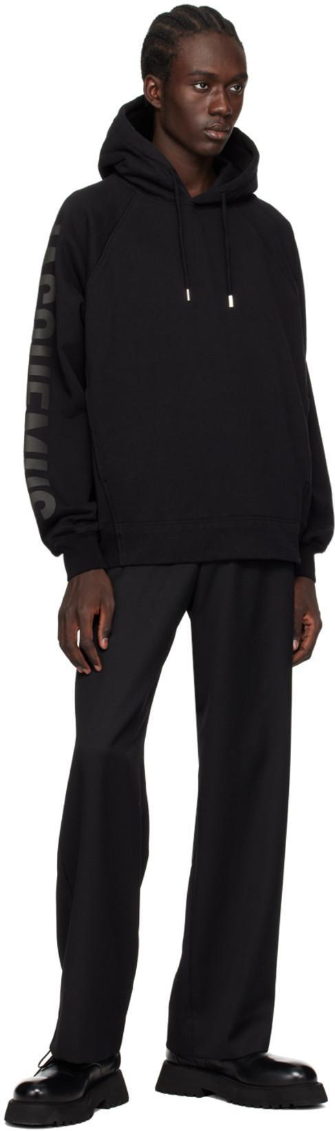JACQUEMUS Logo Embroidered Drawstring Hoodie In Black