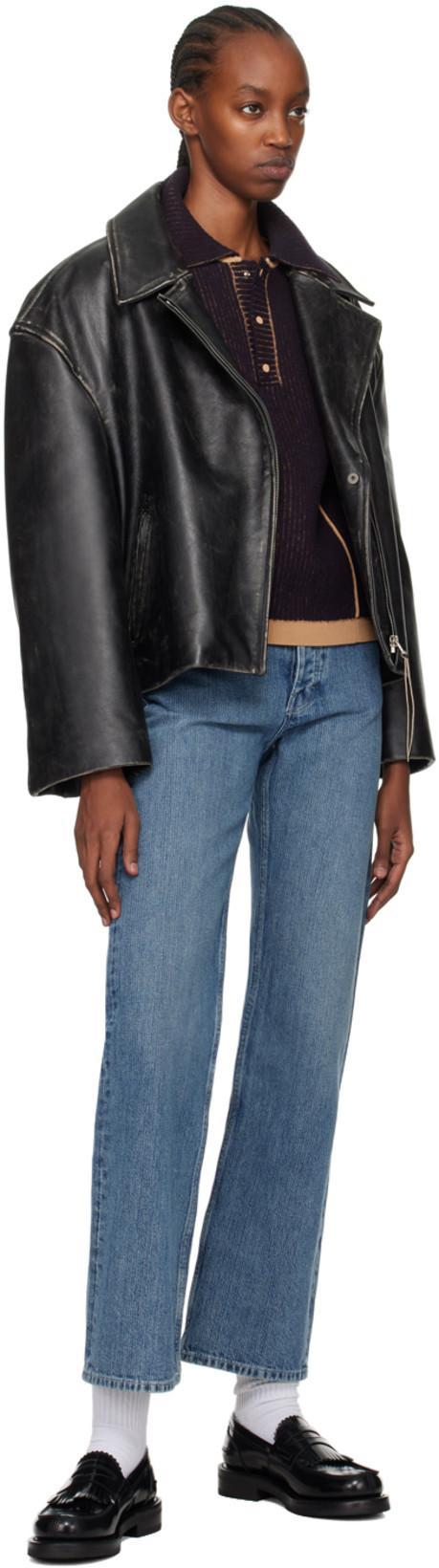 ACNE STUDIOS Women Black Biker Jacket In Vintage Looking Leather Woman