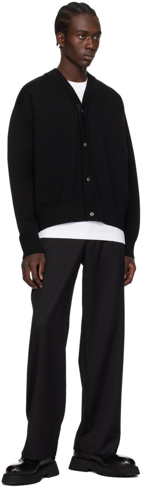 JACQUEMUS Men Black V-neck Cardigan With J Logo On The Back In Wool Man