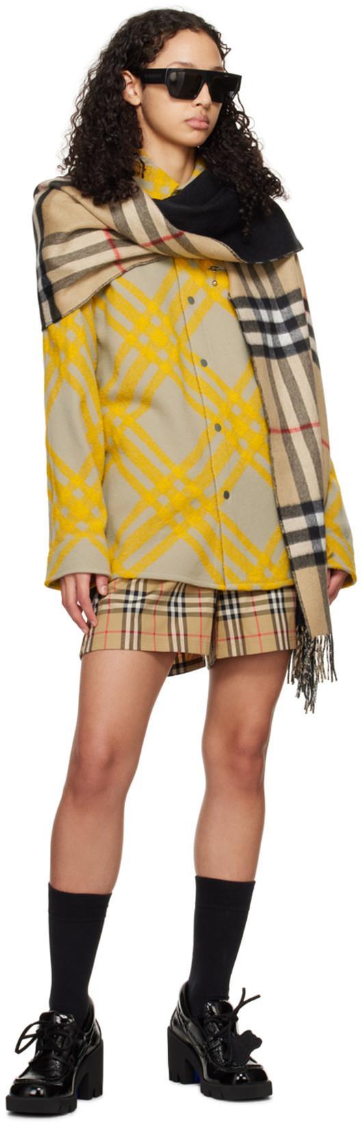BURBERRY Marsett Icon Striped Silk Shorts In Archive Beige Check