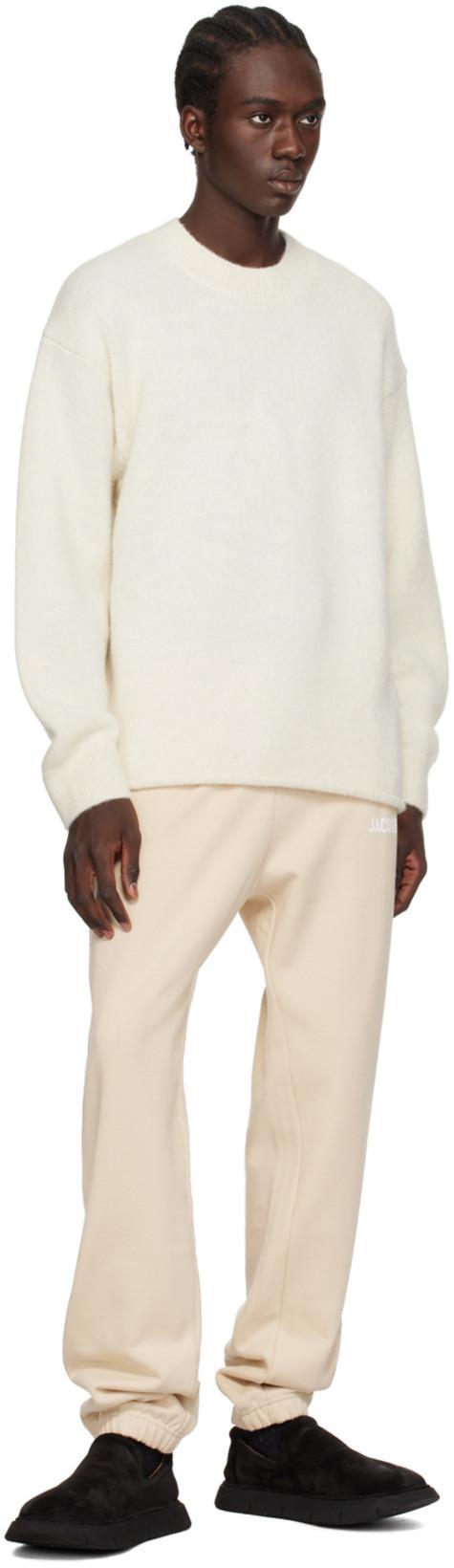 JACQUEMUS Logo Knit Sweater In Light Beige