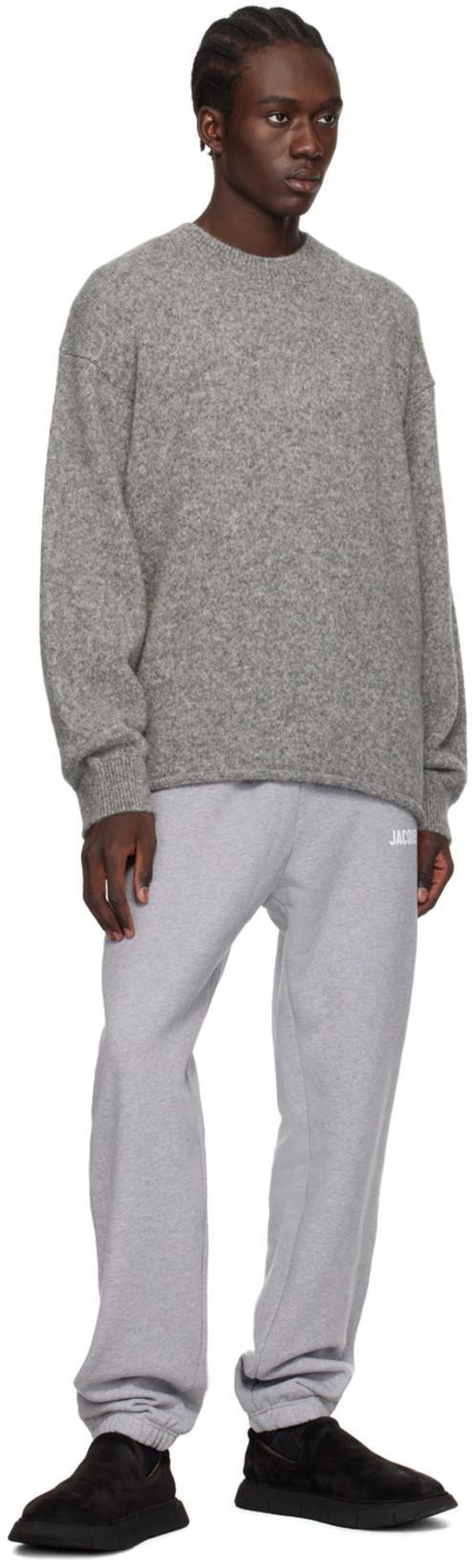 JACQUEMUS Jacquard Logo Alpaca Sweater In Grey