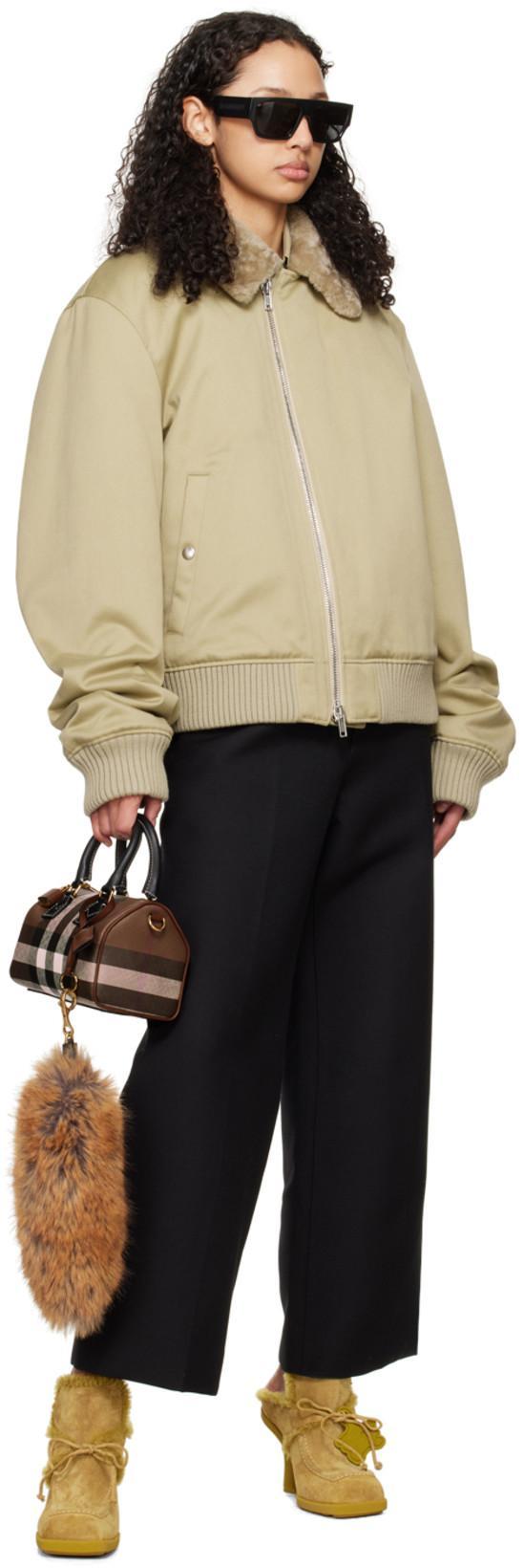 BURBERRY Womens Dark Birch Brown Chk Check-print Mini Woven And Leather Top-handle Bowling Bag