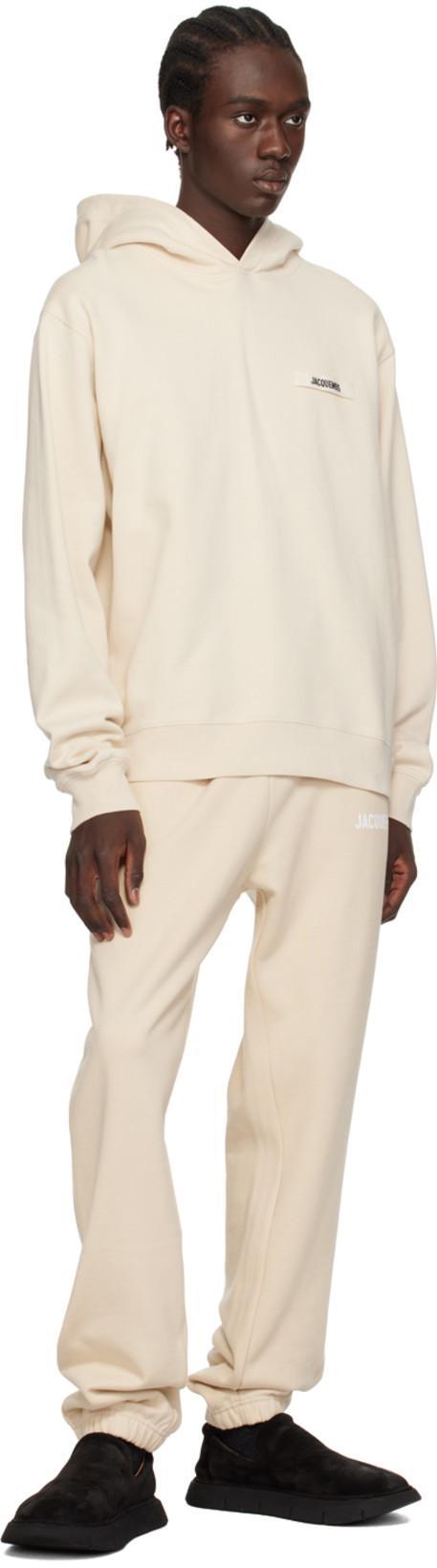 JACQUEMUS Light Beige Hooded Sweatshirt With Minimalist Design In Neutral