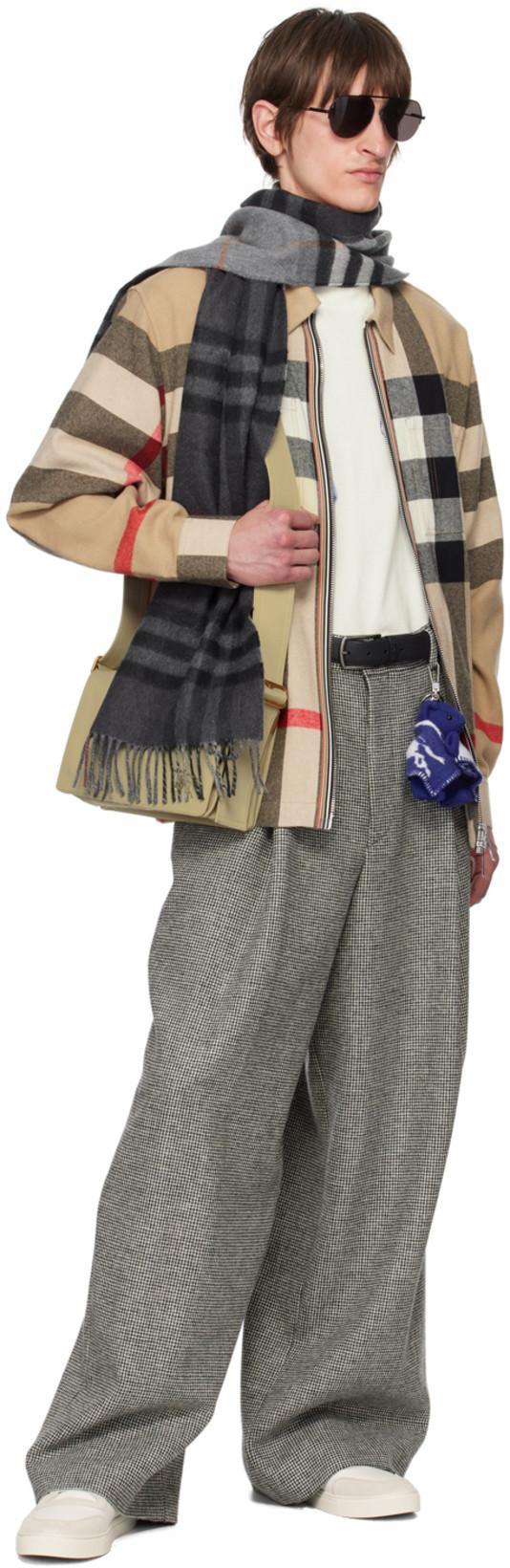 BURBERRY Check Motif Leather Sneakers In White