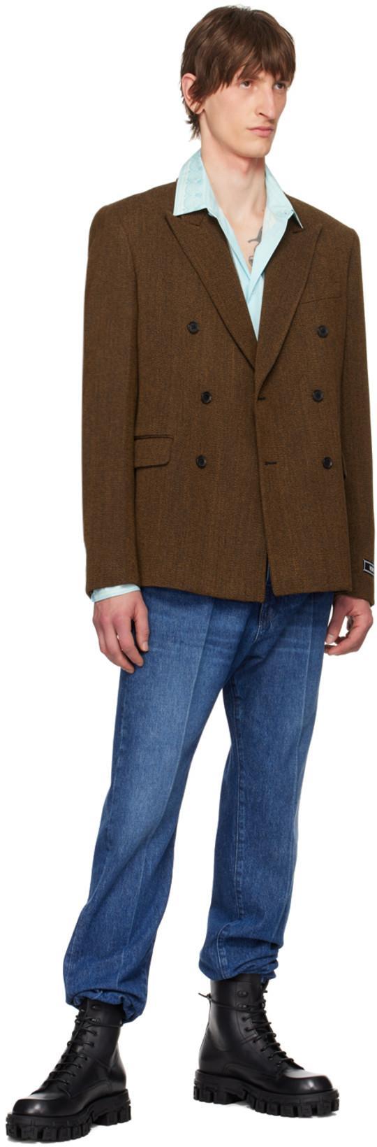 VERSACE Medusa Biggie Relaxed Straight Leg Jeans In Blue