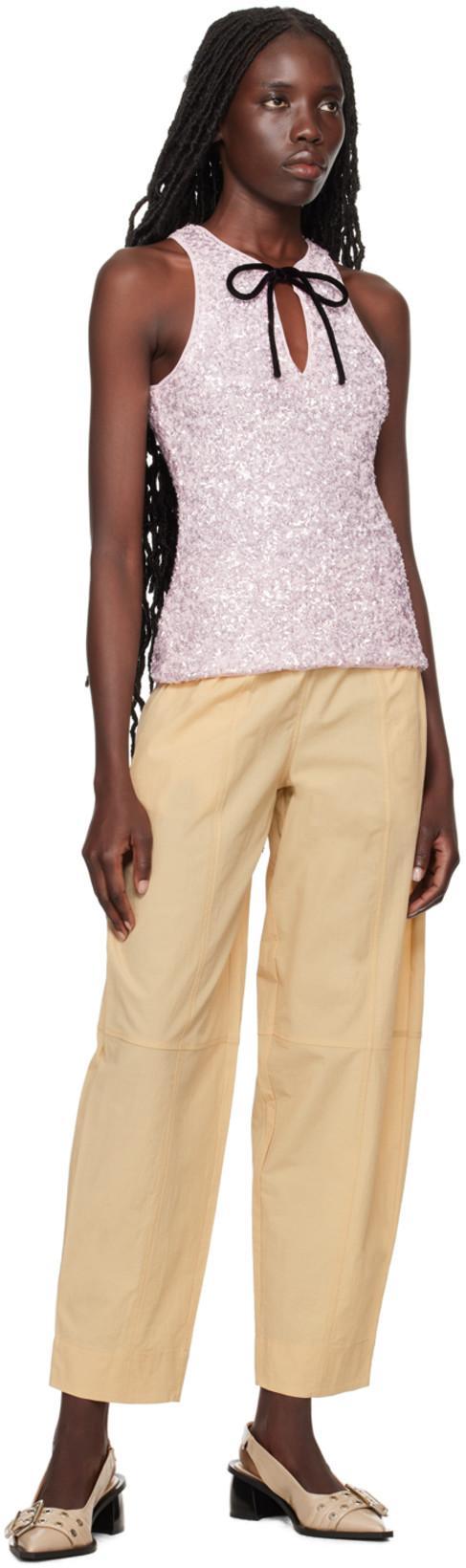 GANNI V-neck 3d Sequin Top In Pink