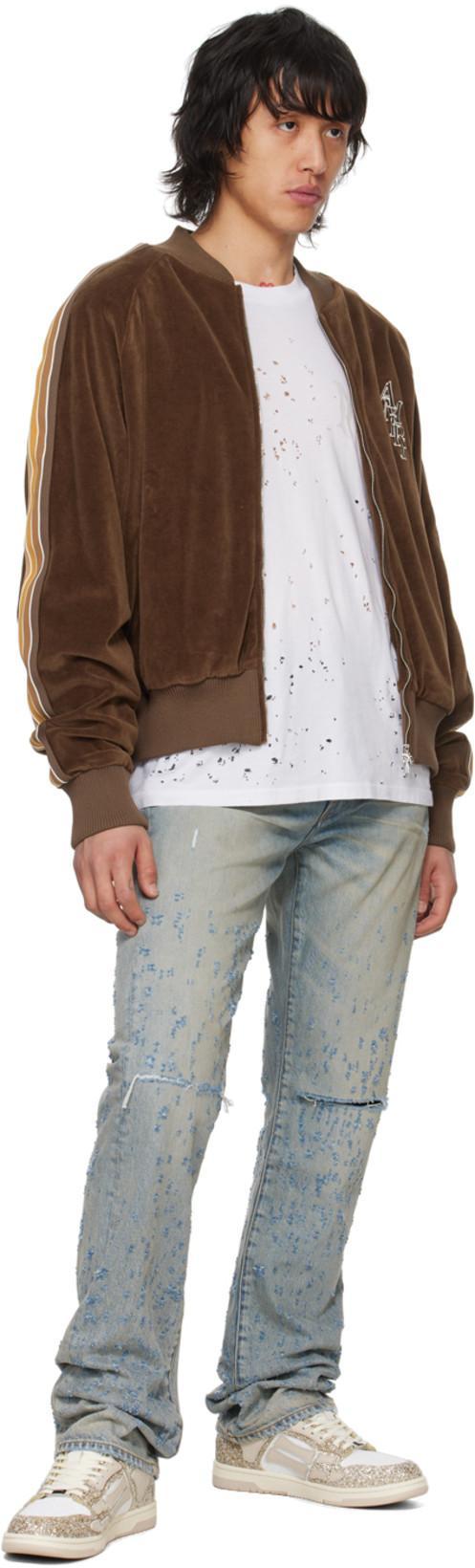 AMIRI Crew Neck Distressed Detailing In White