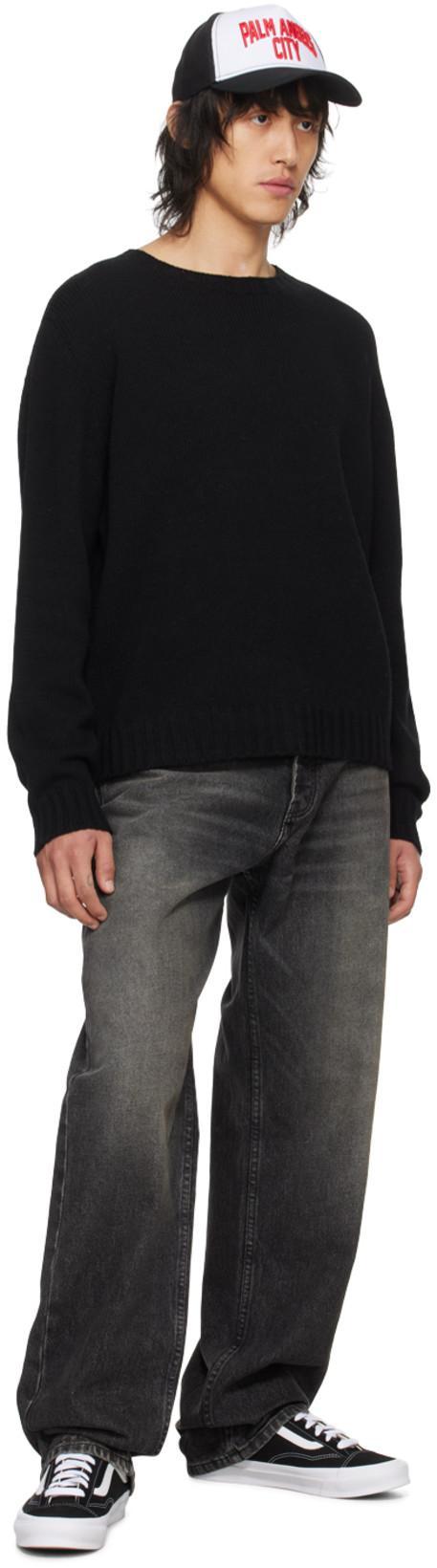 PALM ANGELS Intarsia-knit Logo Jumper In Grey