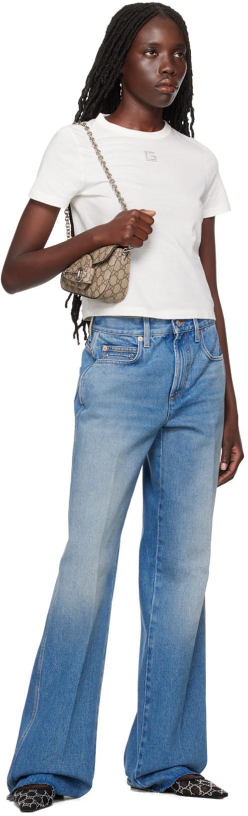 GUCCI Demi Crystal Gg Slingback Ballerina Flats In Nero