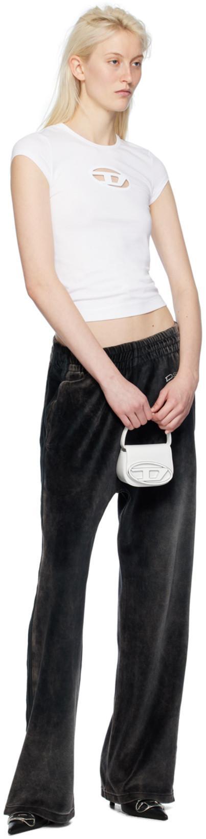 DIESEL 1dr White Shoulder Bag With Oval D Patch In Leather Woman