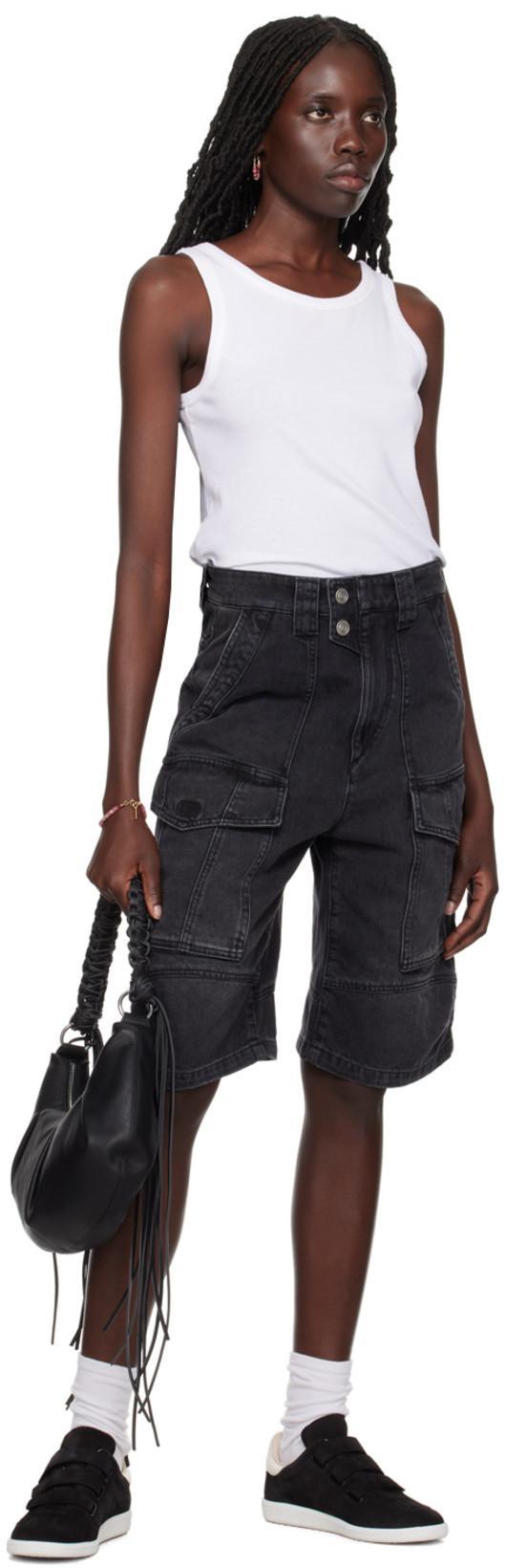 ISABEL MARANT Ladies Faded Black/ecru Suede Logo Sneakers