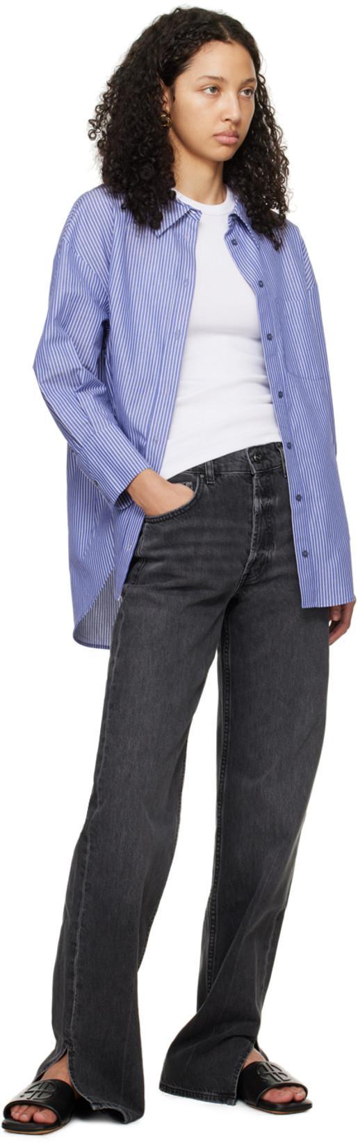 ANINE BING Roy Straight Leg Jeans In Washed Black In Shadow Grey