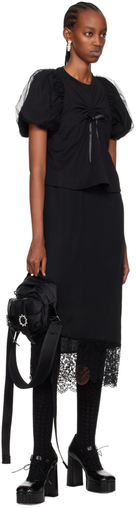 SIMONE ROCHA Floral-jacquard Silk-satin Midi Slip Dress In Black