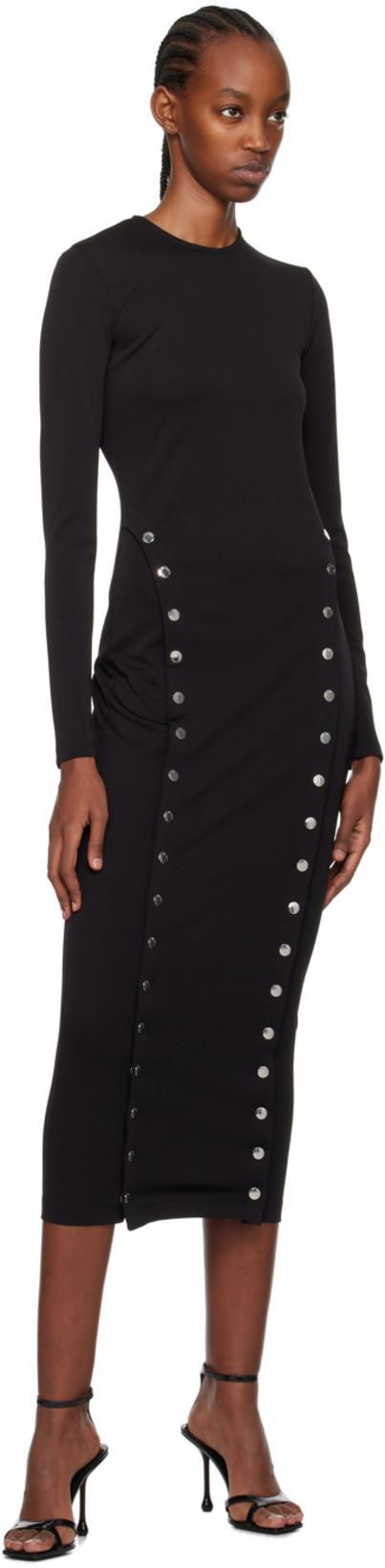 FLEUR DU MAL Stud-detail Side-slit Midi Dress In 0100 Black