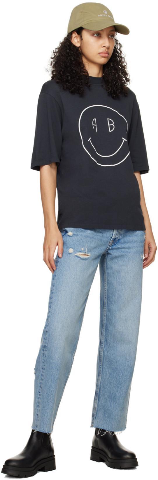 ANINE BING Gavin Blue Reservoir High Waist Distressed Nonstretch Ankle Jeans In Light Blue