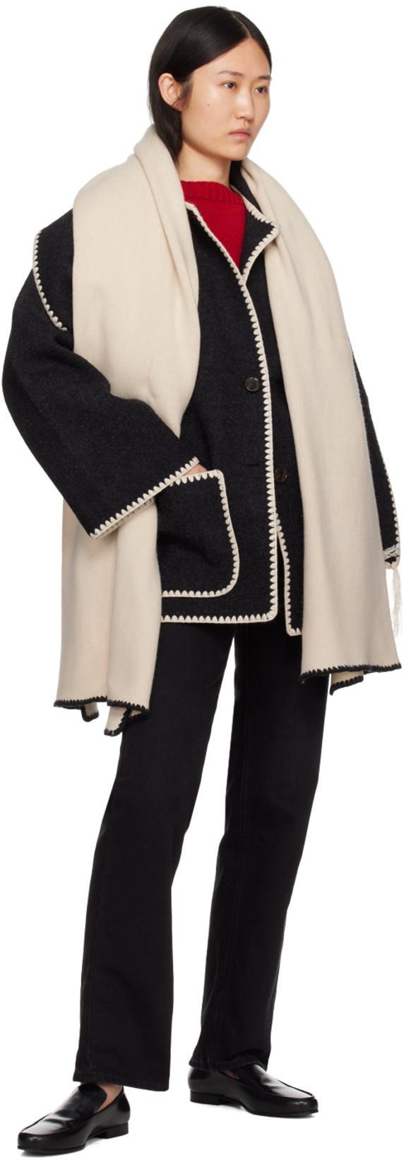 TOTÊME Fringe Embroidered Scarf Wool Jacket In Multi