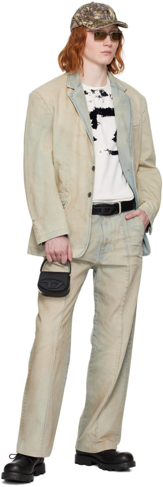 DIESEL T-shirt With Distressed Flocked Logo In White