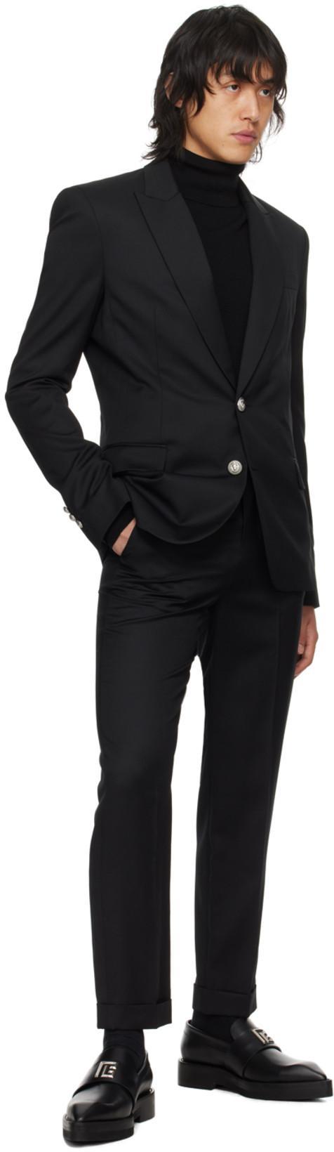 BALMAIN Pb Wool Turtleneck Sweater In Black