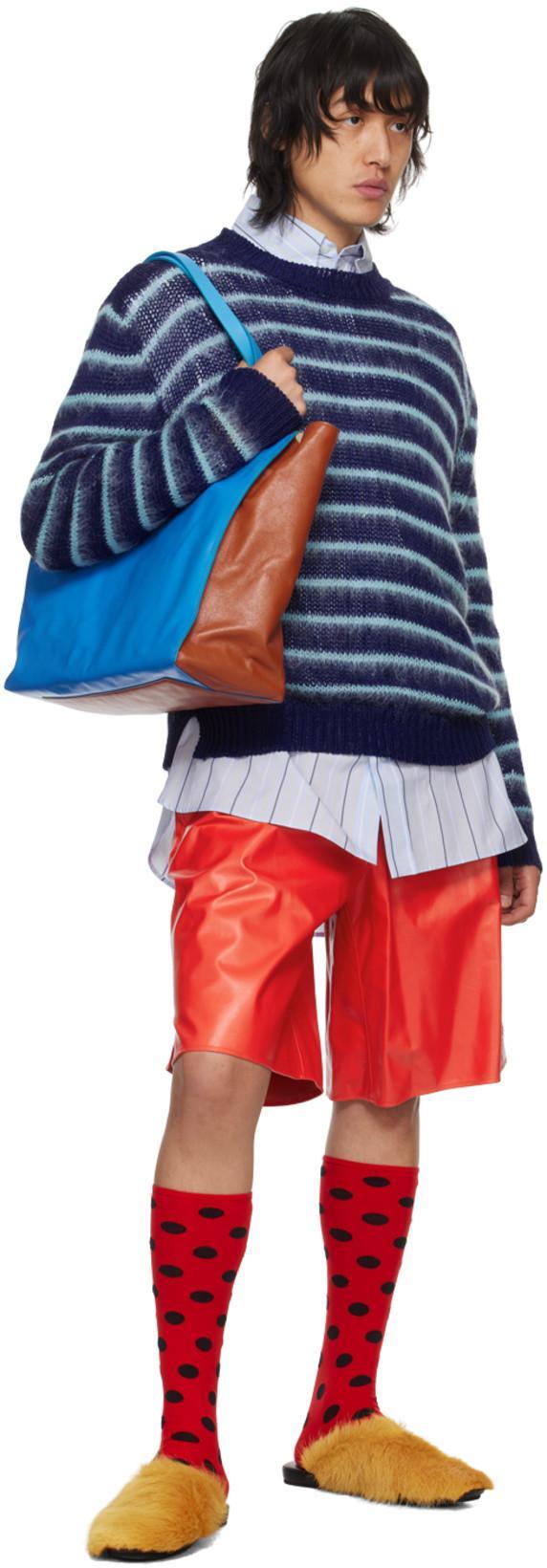 MARNI Elasticated-waist Leather Shorts In 00r65 Orangered