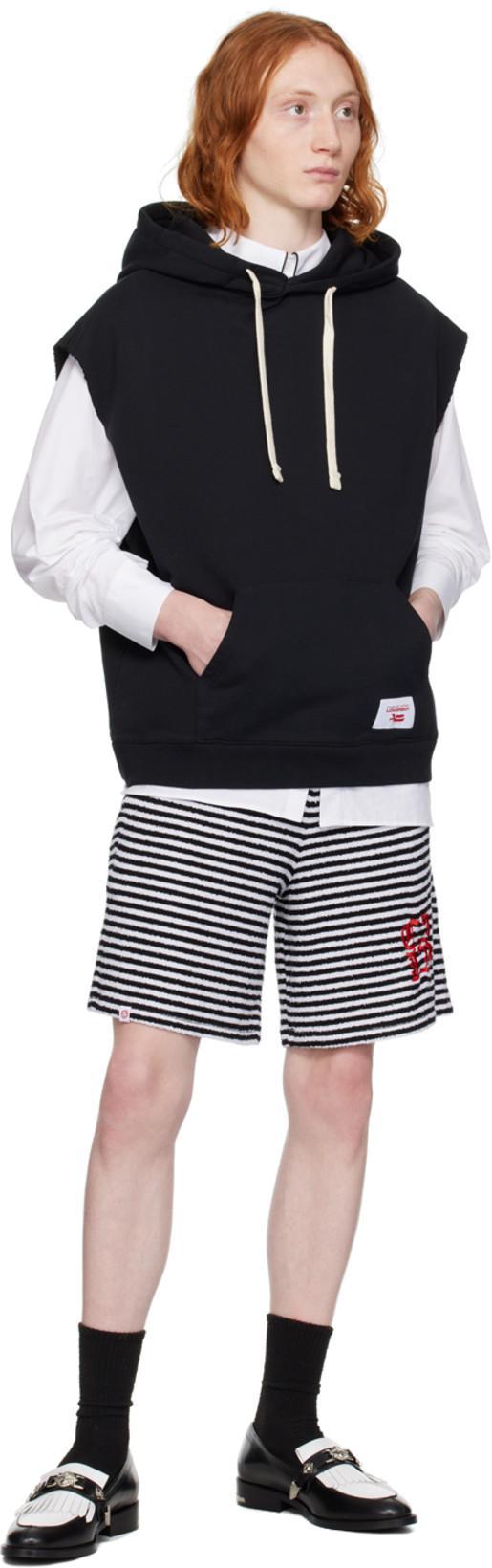 CHARLES JEFFREY LOVERBOY Black & White College Shorts In Blwstw