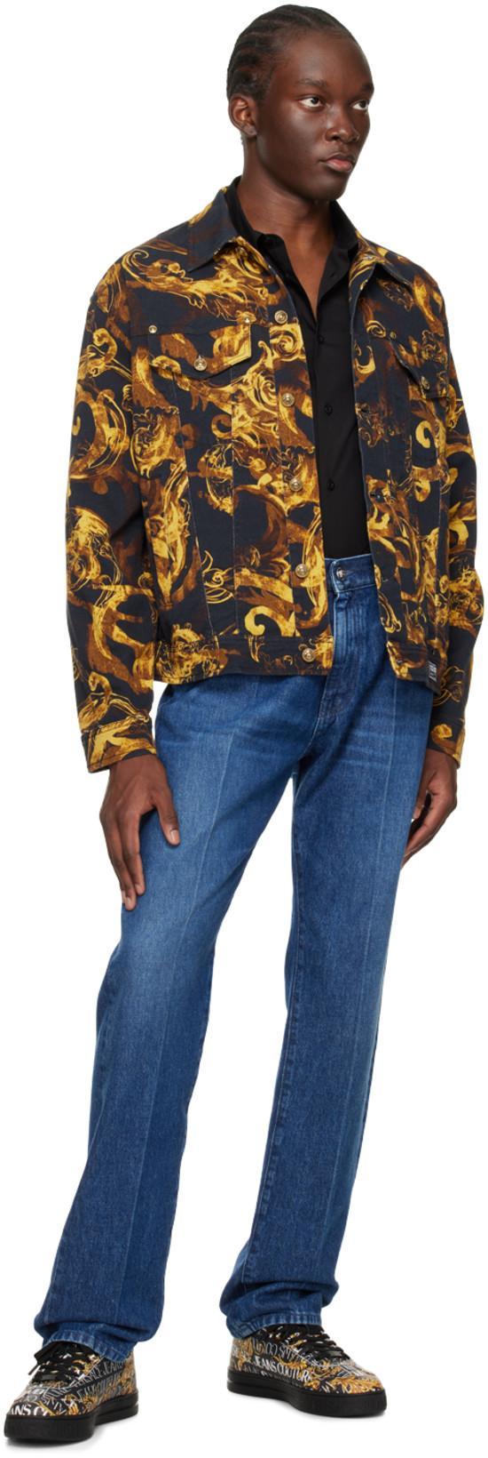 VERSACE Medusa Biggie Relaxed Straight Leg Jeans In Blue