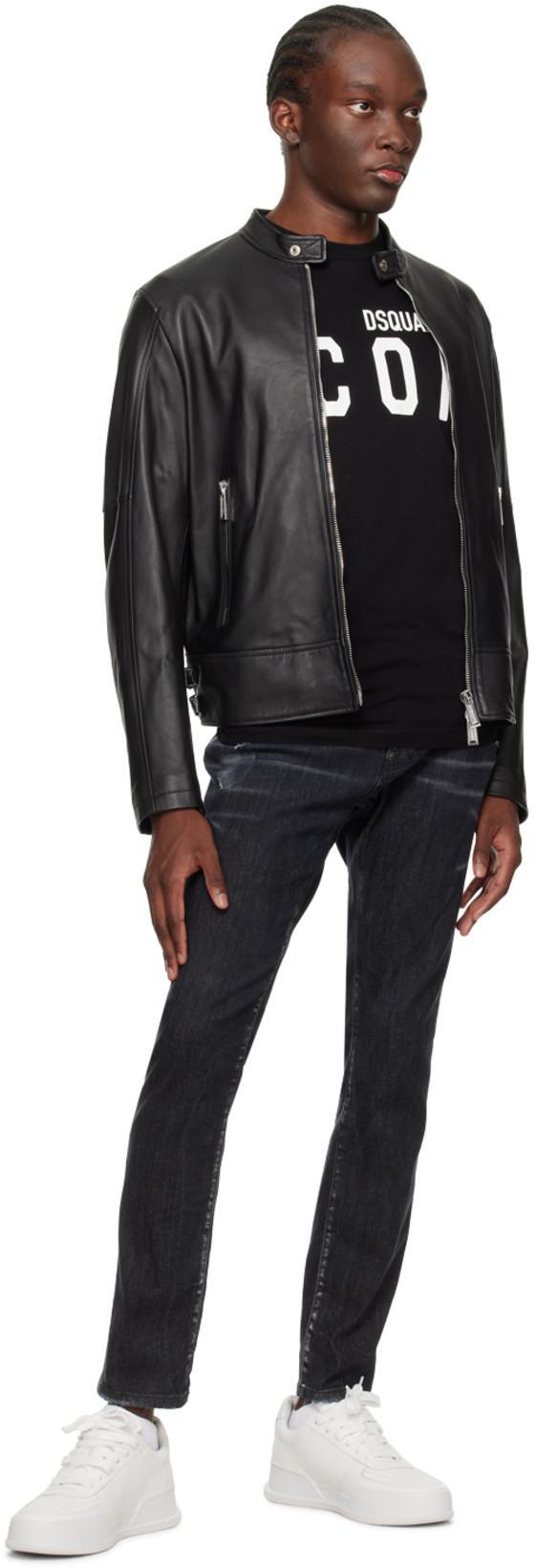 DSQUARED2 Black Crewneck T-shirt With Maxi Logo Print On The Front