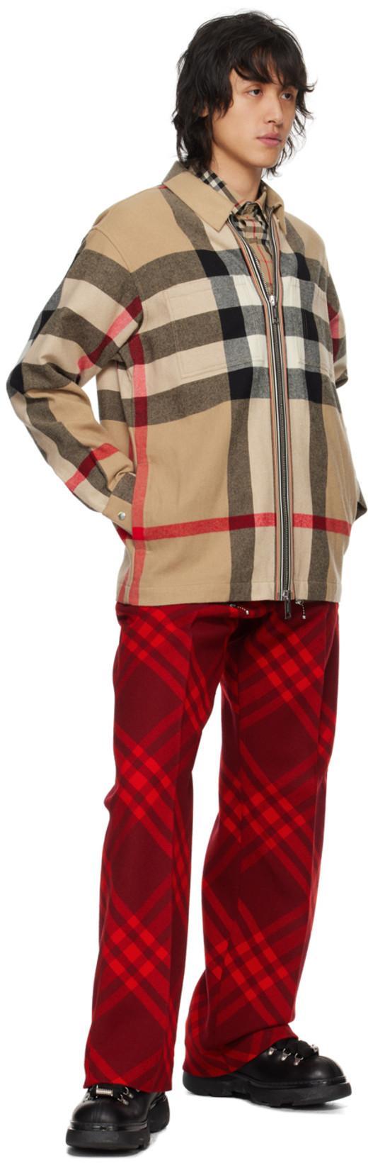 BURBERRY Plaid-check Wide-leg Wool Trousers In Multi