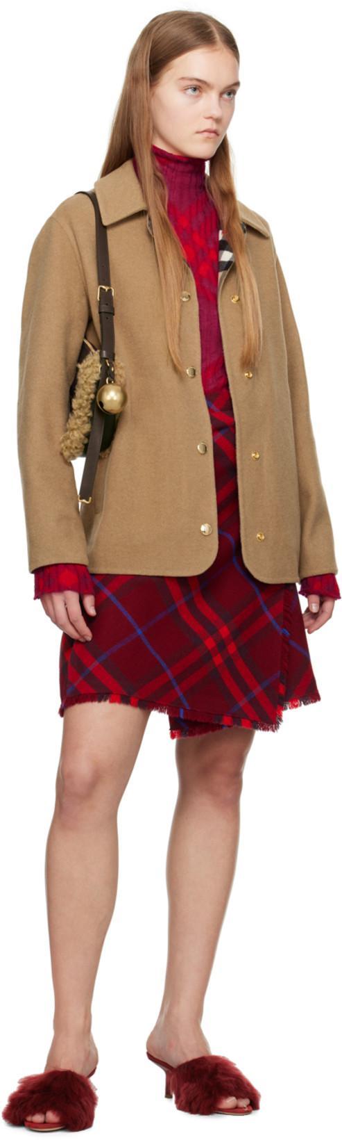 BURBERRY Woman Mini Skirt Brick Red Size 4 Wool In Multicolor