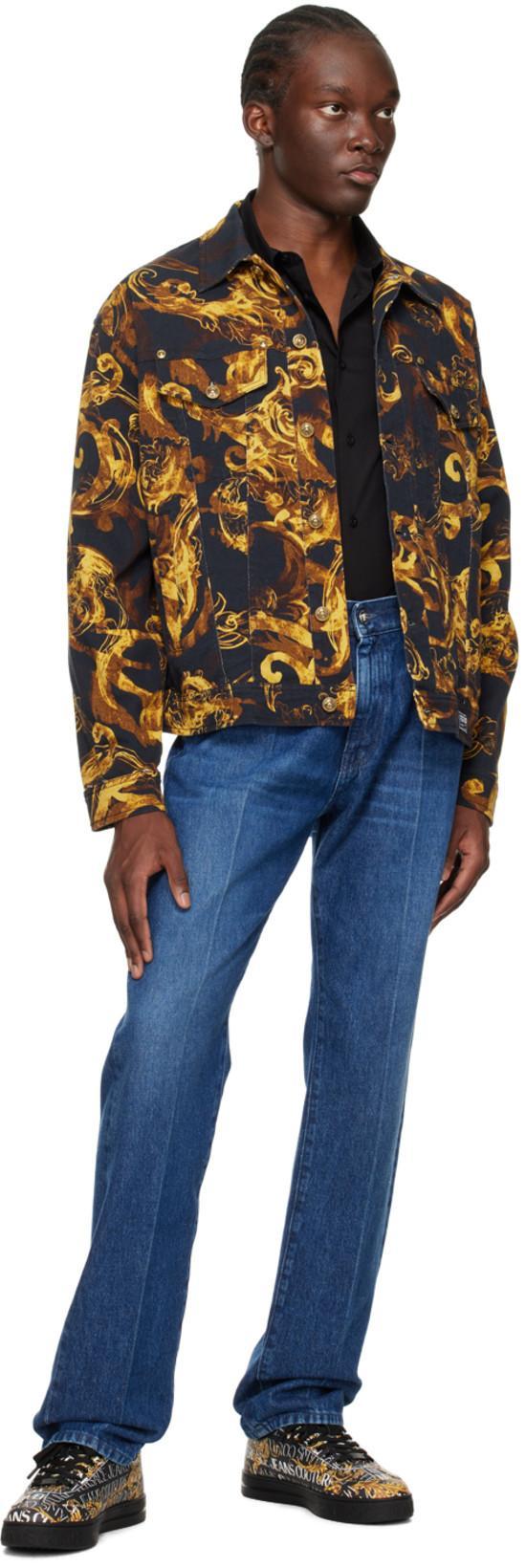 VERSACE Medusa Biggie Relaxed Straight Leg Jeans In Blue