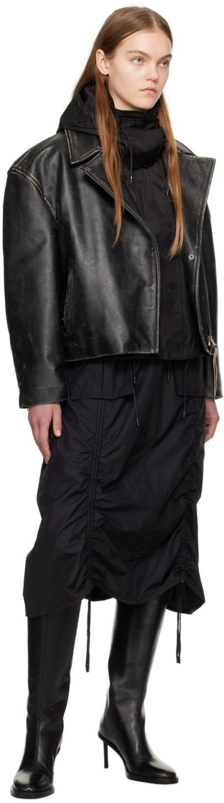 ACNE STUDIOS Women Black Biker Jacket In Vintage Looking Leather Woman