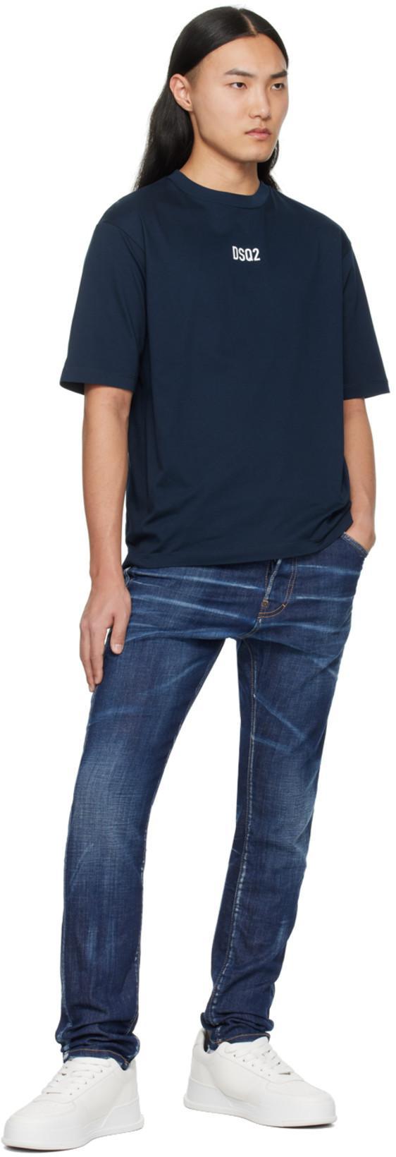 DSQUARED2 Blue Jeans With Belt Loops And Logo Patch On The Rear In 470