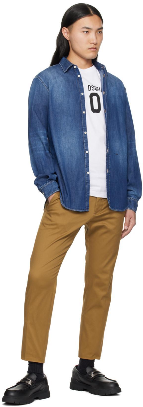 DSQUARED2 White Crewneck T-shirt With Maxi Logo Print On The Front In Cotton Man