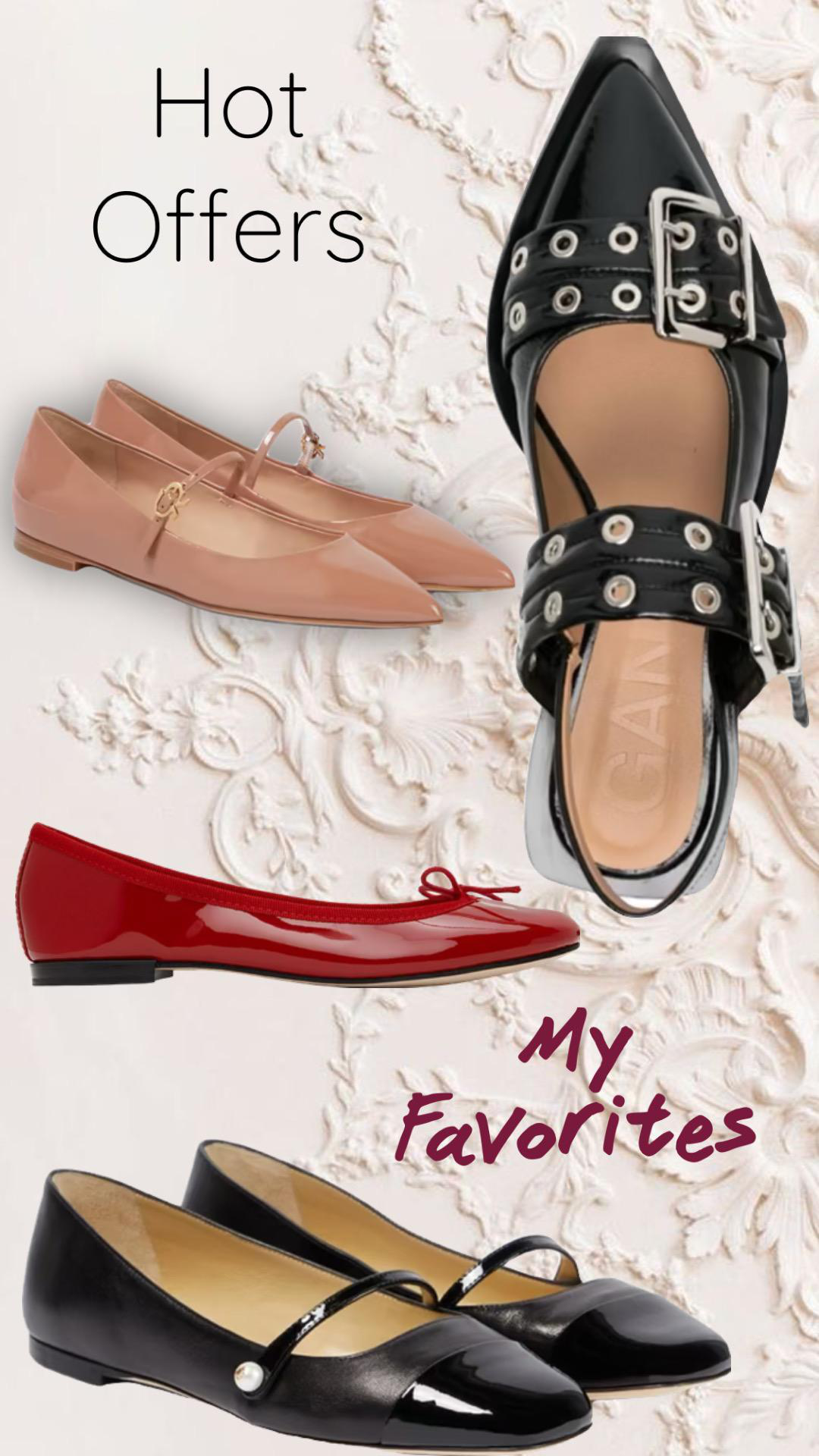 GIANVITO ROSSI Vernice Patent-leather Mary Jane Point-toe Flats In Praline