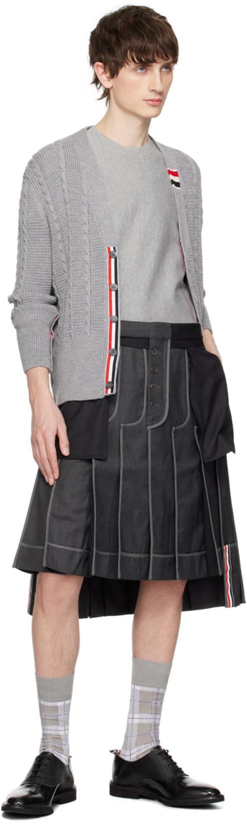 THOM BROWNE Grey Rwb Stripe-print Cotton T-shirt In Medgrey