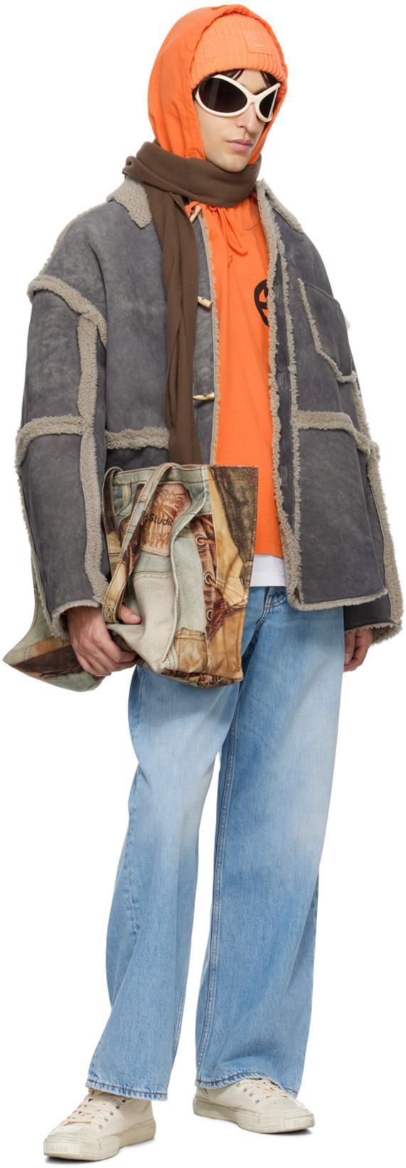 ACNE STUDIOS Mens Distressed Long-sleeve Logo T-shirt In Neutral