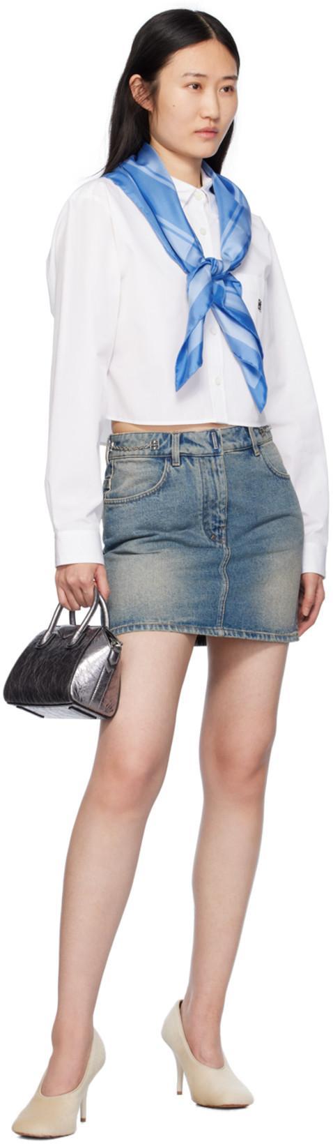 GIVENCHY Mini Skirt In Denim With Chain Details In Blue