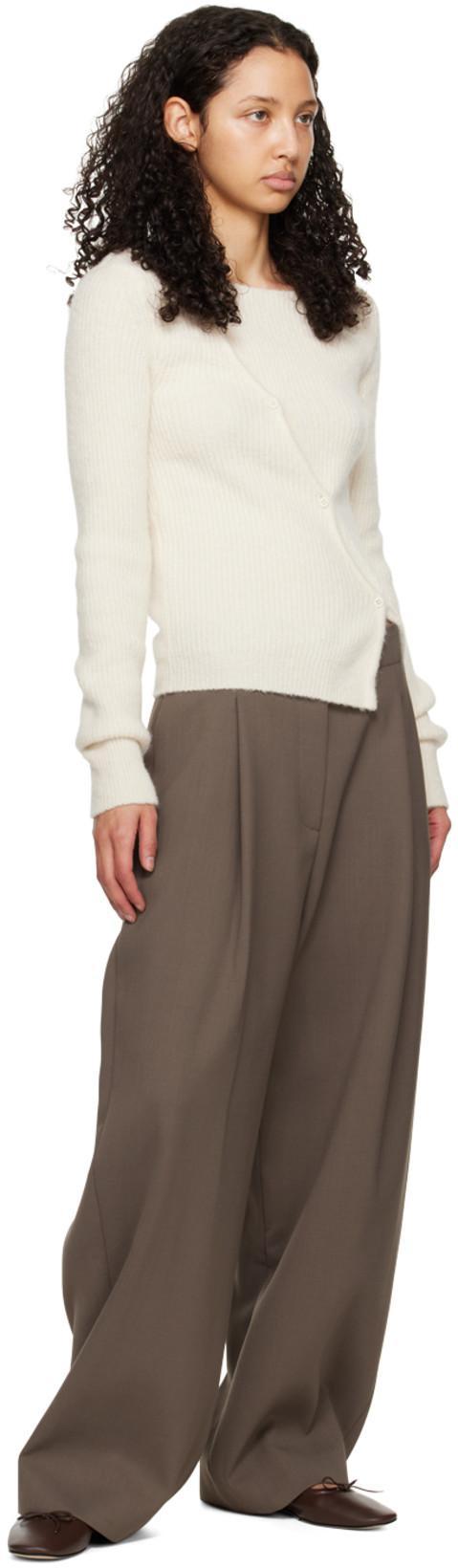 JACQUEMUS Asymmetric Ribbed Cardigan In Off White