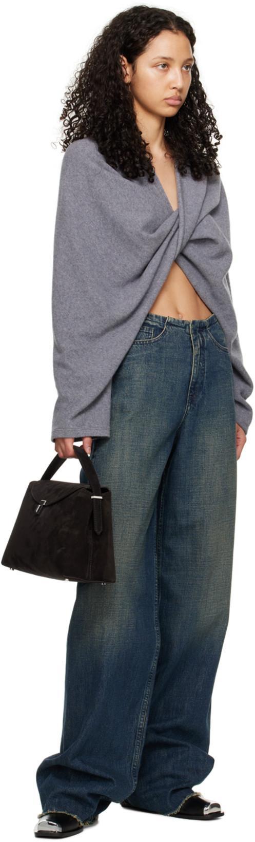 JACQUEMUS Asymmetric Ribbed Cardigan In Off White