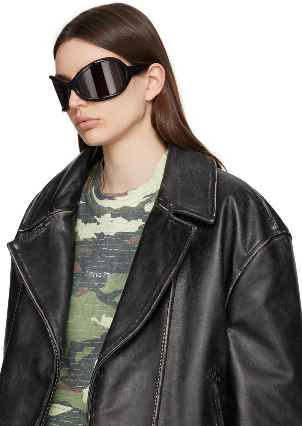 ACNE STUDIOS Women Black Biker Jacket In Vintage Looking Leather Woman