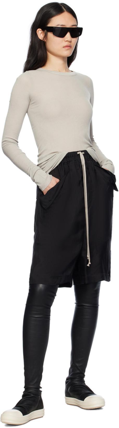 RICK OWENS Black Knee-high Sneakers With Platform In Leather Woman In Gray