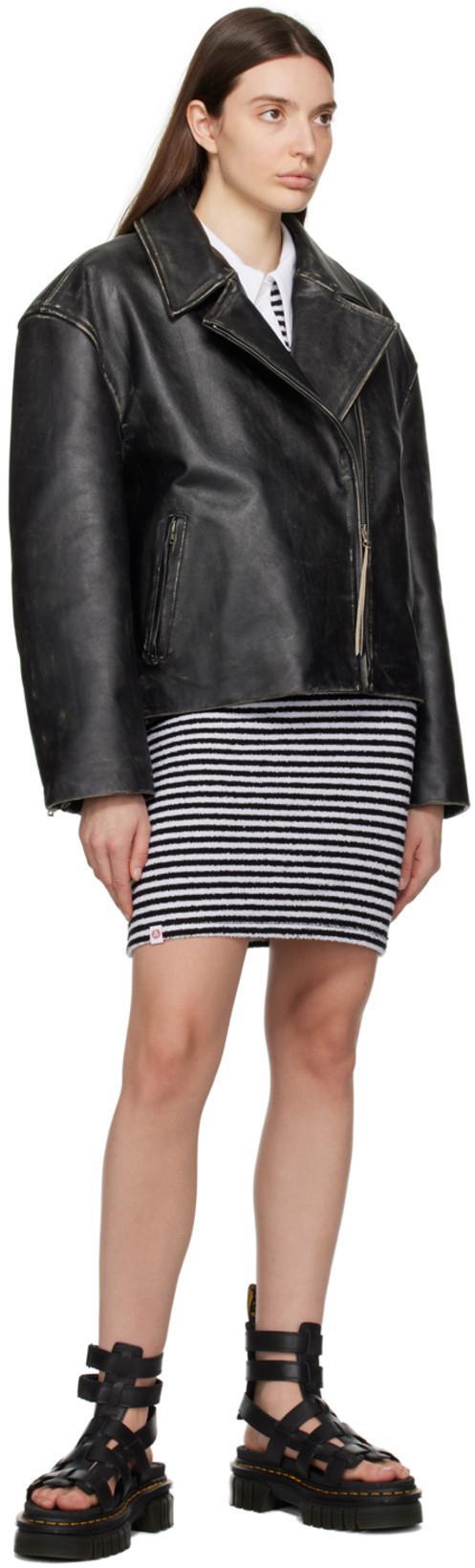 ACNE STUDIOS Women Black Biker Jacket In Vintage Looking Leather Woman