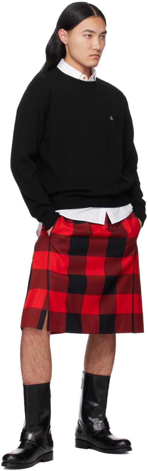 VIVIENNE WESTWOOD Black Crewneck Sweater With Orb Embroidery In Cotton And Cashmere