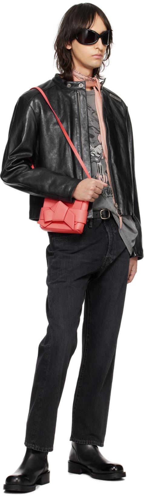 ACNE STUDIOS Black Band Collar Leather Jacket In 900 Black