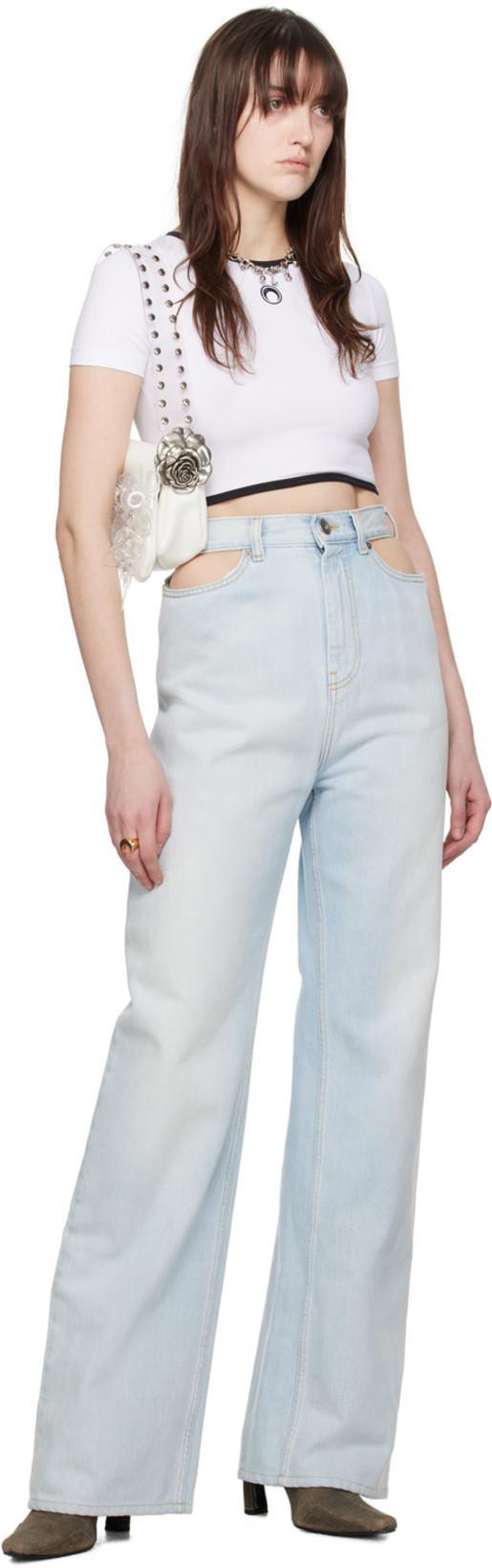 MAISON MARGIELA Cut-out Wide Leg Jeans In Blue