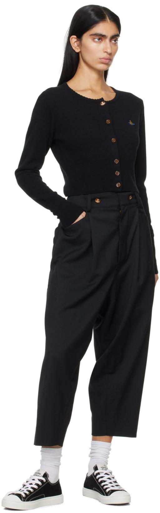 VIVIENNE WESTWOOD Cropped Cardigan With Distinctive Buttons And Embroidered Emblem In Black