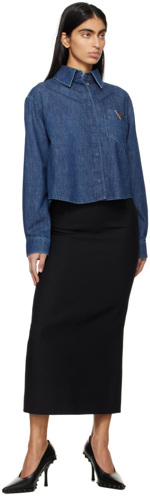 VALENTINO Virgin Wool Longuette Skirt With Slits And Silk Lining In Black