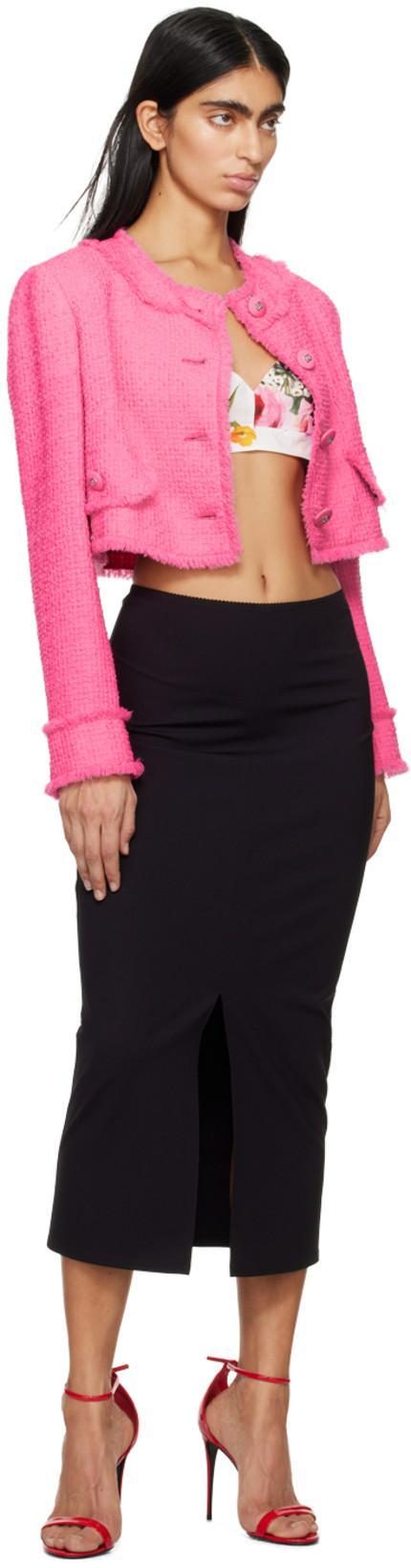 DOLCE & GABBANA Dolce&gabbana Black Wool Blend Midi Pencil Skirt